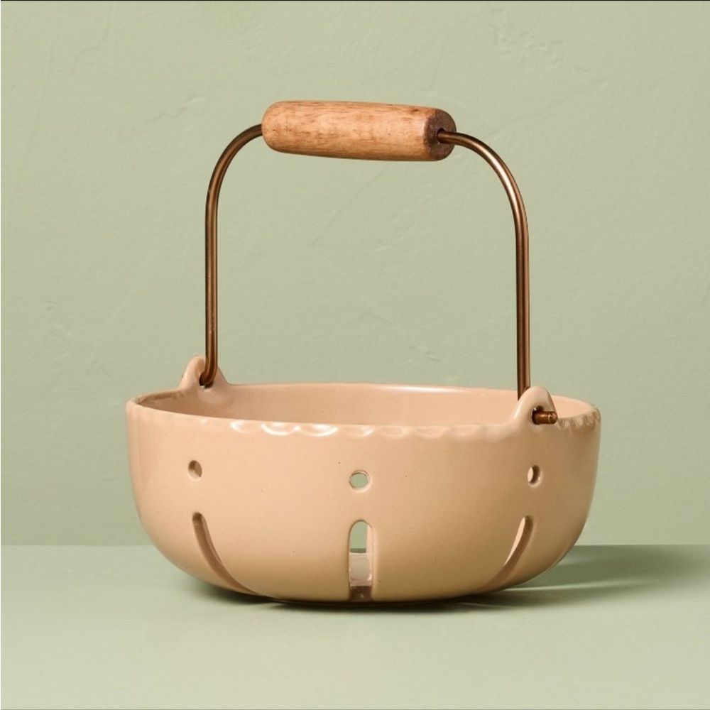 Stoneware Berry Serving Bowl with Handle Tan  -Hearth & Hand with Magnolia